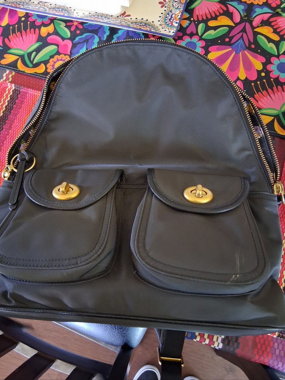 Coach Black Nylon Backpack with Gold-Tone Hardware - Picture 12 of 12